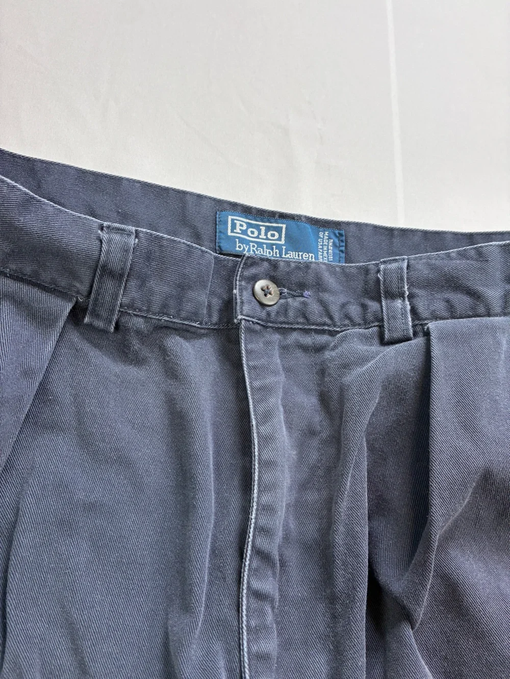Polo by Ralph Lauren Men's Navy Pleated Classic Cotton Chino Shorts Sz 33